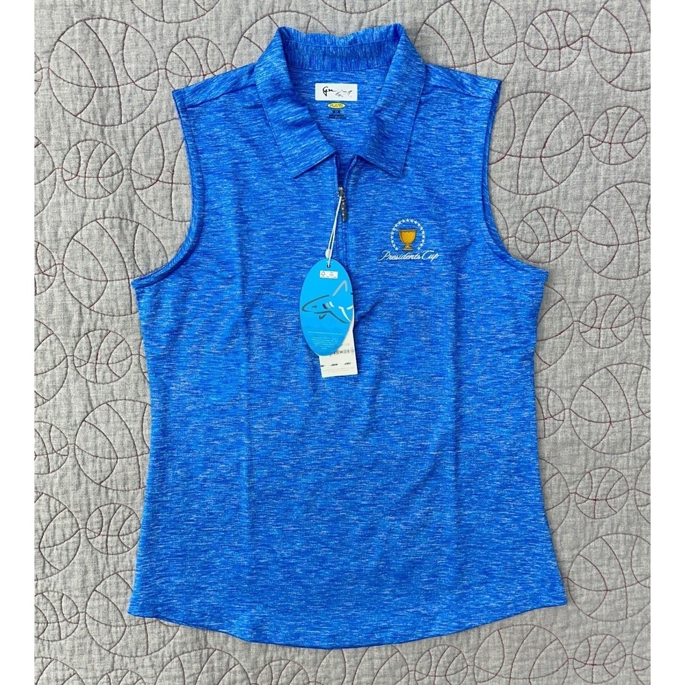 Greg Norman Sleeveless Polo Blue Presidents‎ Cup Quarter Zip / Womens Medium
